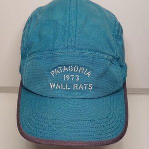 Patagonia 1973 Wall Rats Teal Blue 5 Panel Maclure Cotton Canvas Camper Hat Cap